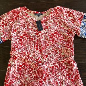 Tommy Hilfiger Women’s ' Red and White Floral Print Top